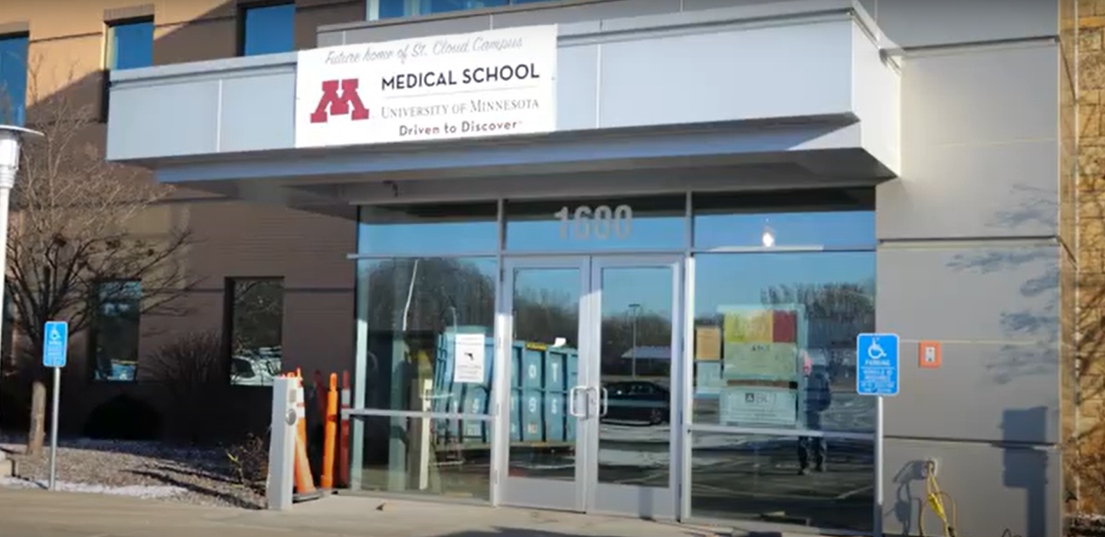 an exterior shot of the centracare medical school exterior